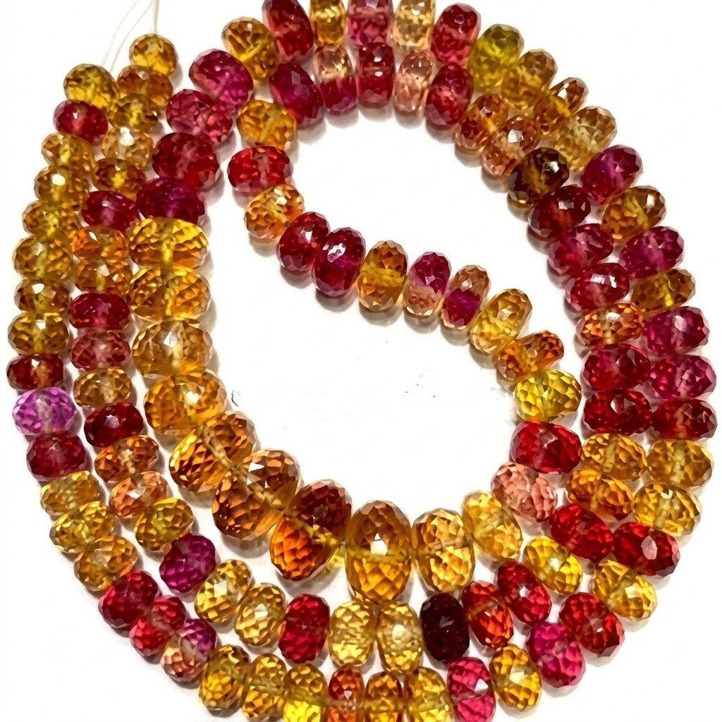 3X5mm Multi Color Sapphire Beads Strand Faceted Roundelle Gemstone Beads 17”