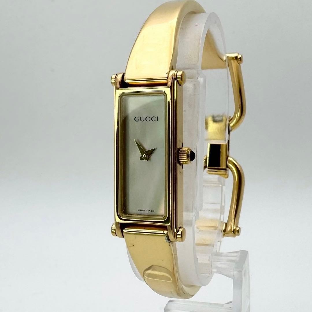 GUCCI 1500L Wristwatch Shell Dial Gold Horsebit Quartz / Square