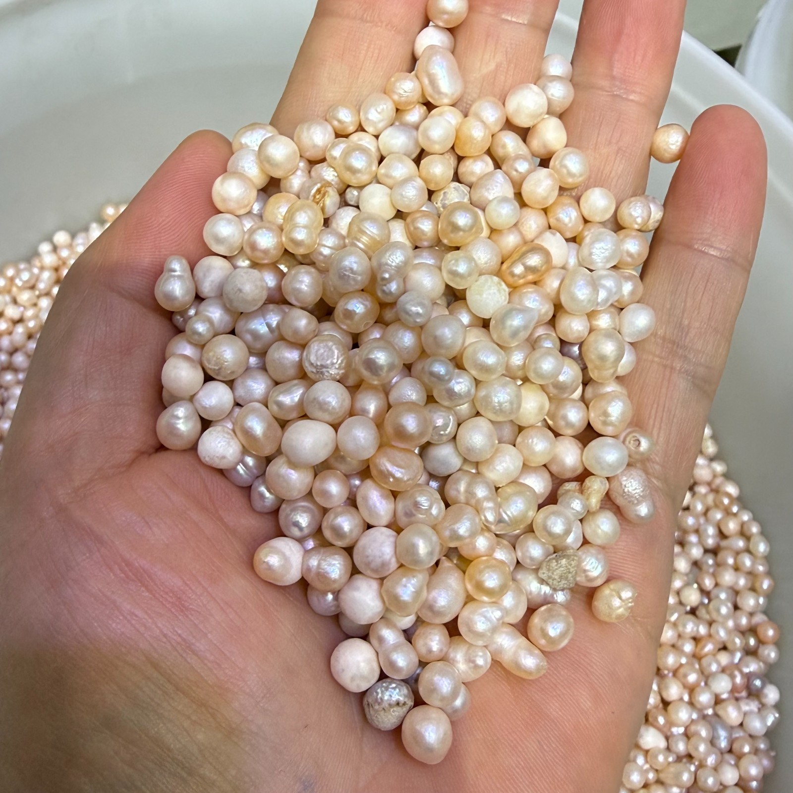 50g 200PCS 2-3mm Mini Cultured Pearl Loose Beads Baroque White Freshwater DIY