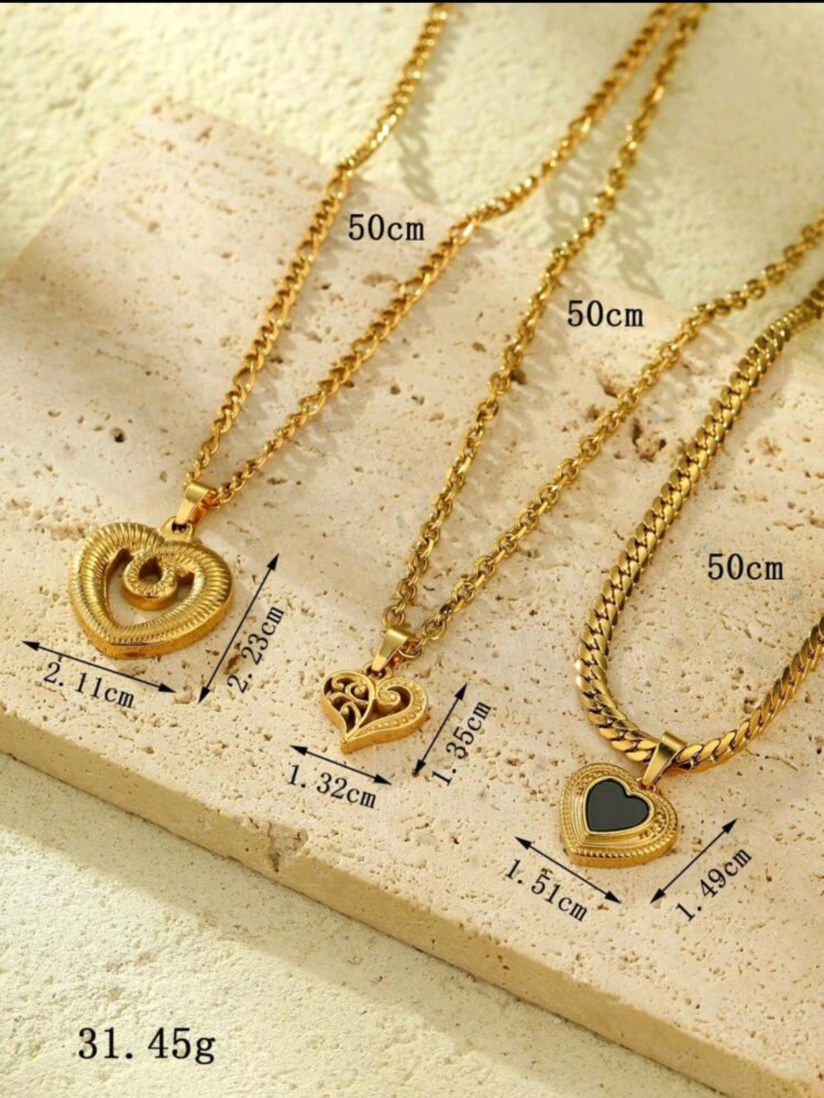 Layered 18K Gold Heart Pendant Necklace for Women – Multi Chain Stack