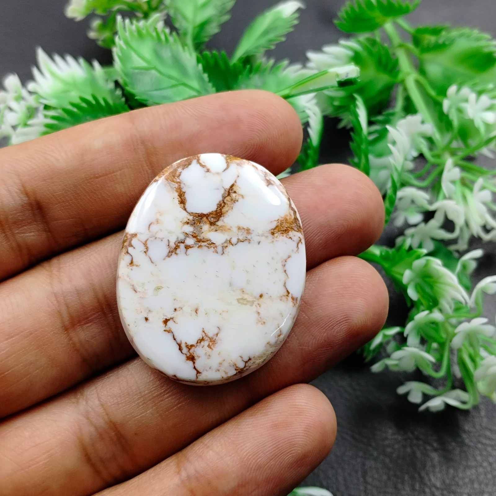 Smooth Wild Horse Magnesite Cabochon, Loose Oval Gemstone For Jewelry Making
