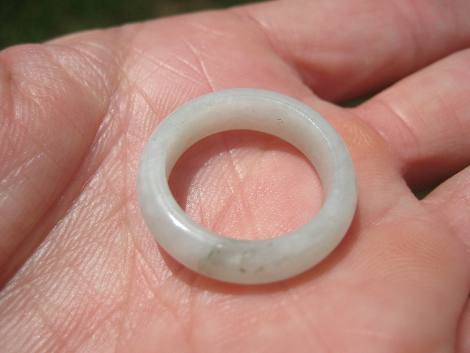 White Jadeite Jade Ring Myanmar A Size 6.75 US A3372