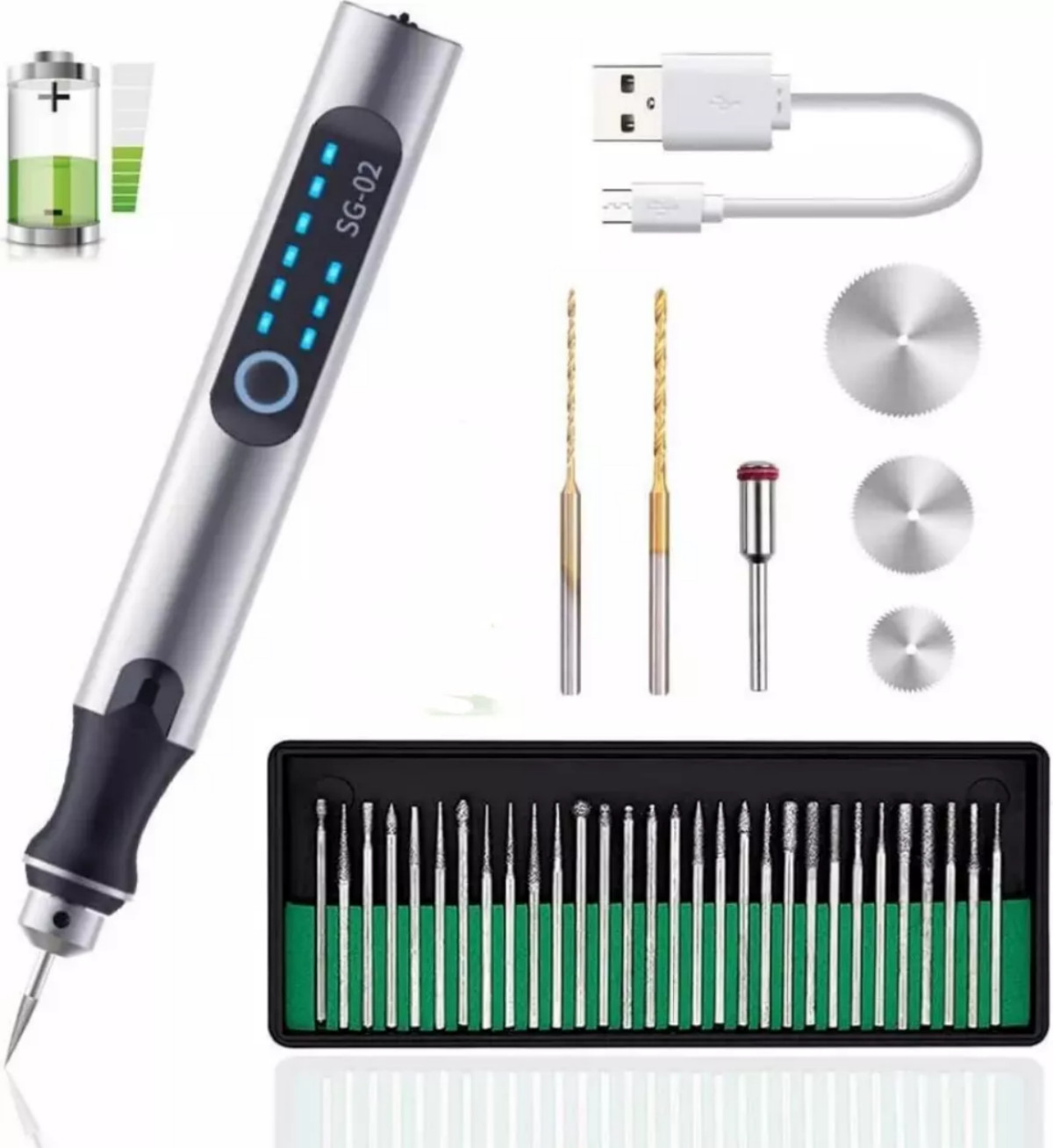 Cordless USB-Rechargeable Mini Electric Engraving Pen with 33 Bits – DIY Tool