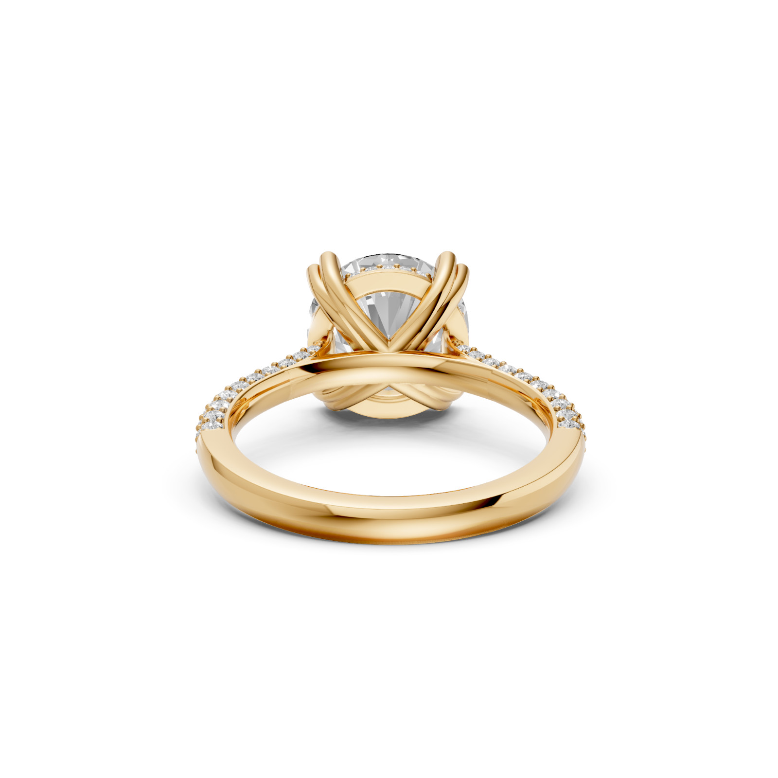 Round Lab Grown Diamond Hidden Halo Prong Basket Setting Engagement Ring