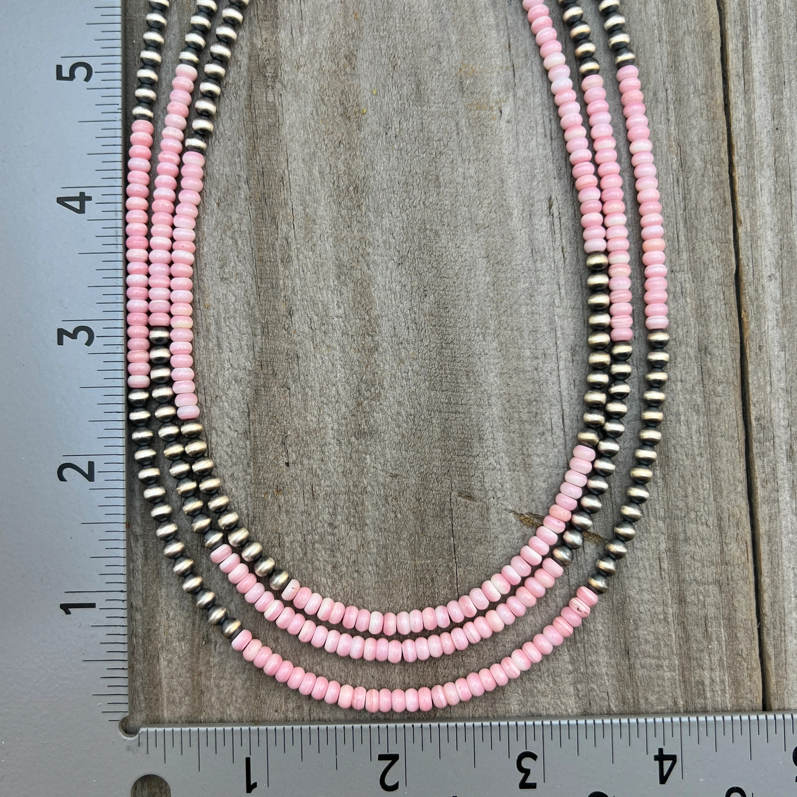 Real 925 sterling silver 4mm Pink Conch Necklace Oxidized Pearl Western BOHO Je