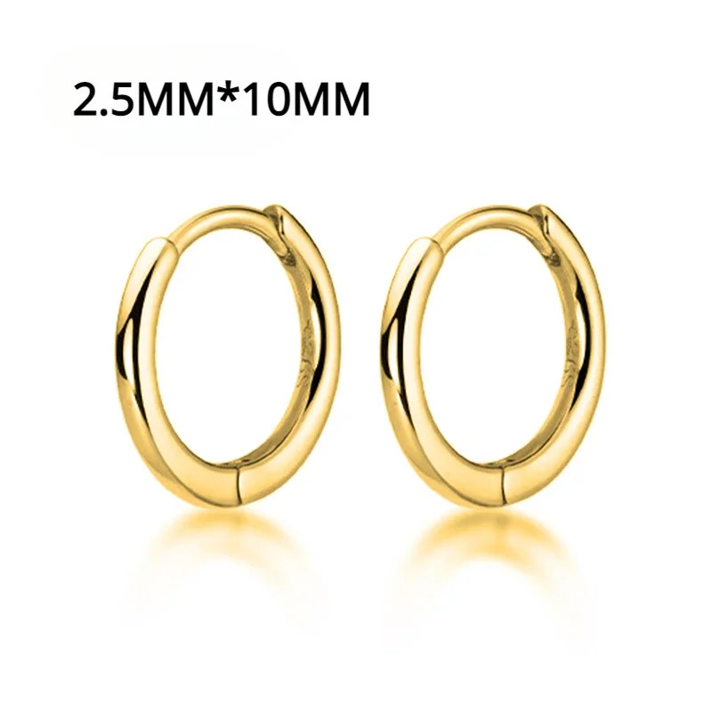 Black Hoop Earrings Stainless Steel Punk Gothic Smooth Circle Unisex Jewelry