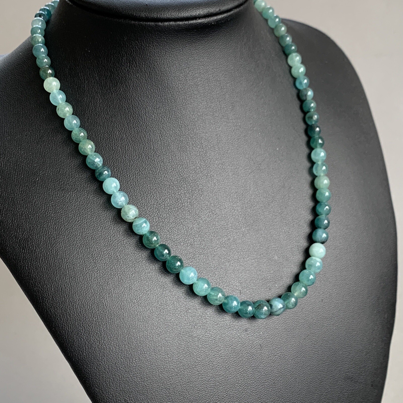 Grandidierite Bead Necklace 14ct Gold Clasp 18” 46cm 585 14K Rare Gemstone