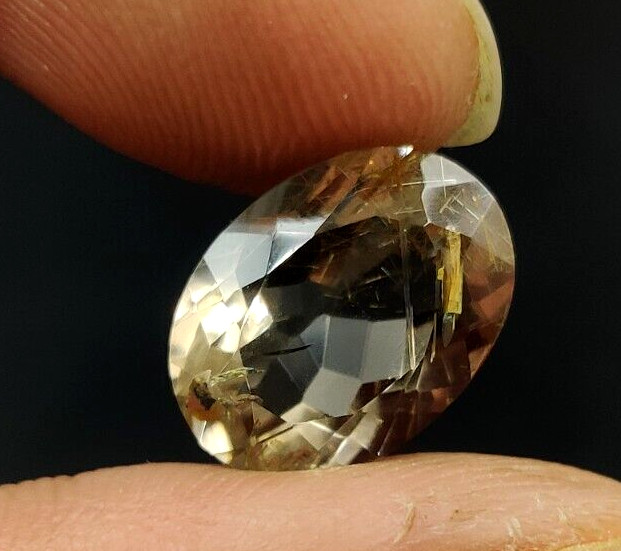 5.80Ct Natural Rutilated Quartz Faceted Cut Oval 13.7×10.2mm Loose Gemstone W212