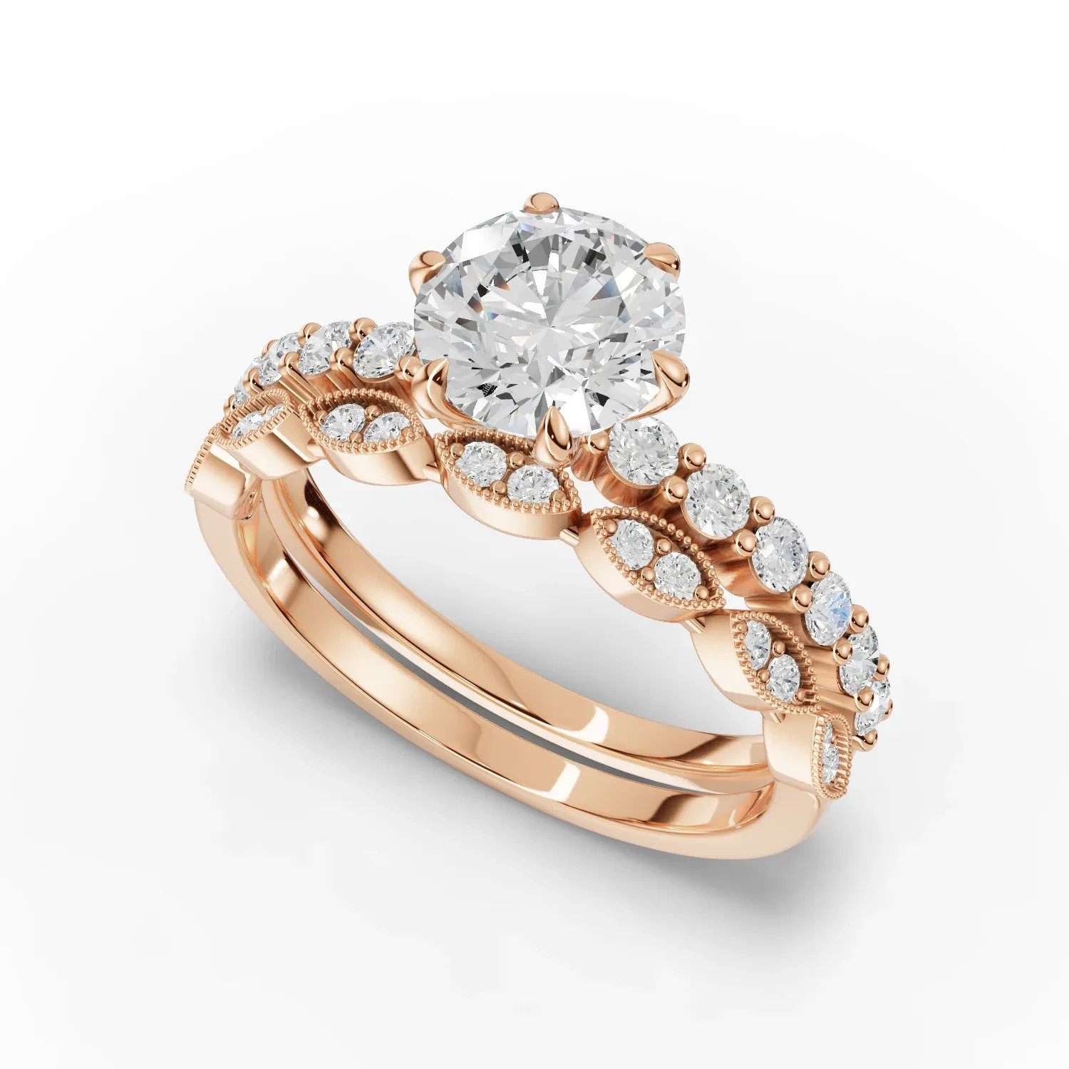1.43 Ct Round Lab Grown Diamond Solitaire Prong Set Ring 18K Rose Gold