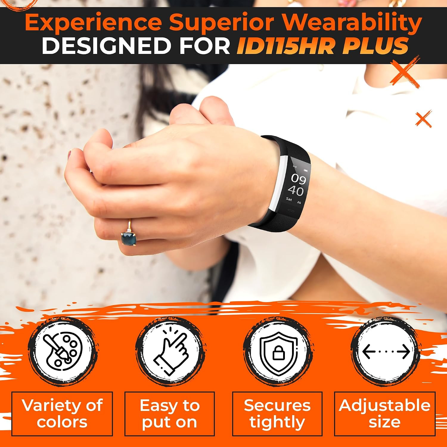 Reluen 2-Pack Replacement Bands for Id115Plus HR Fitness Smart Watch