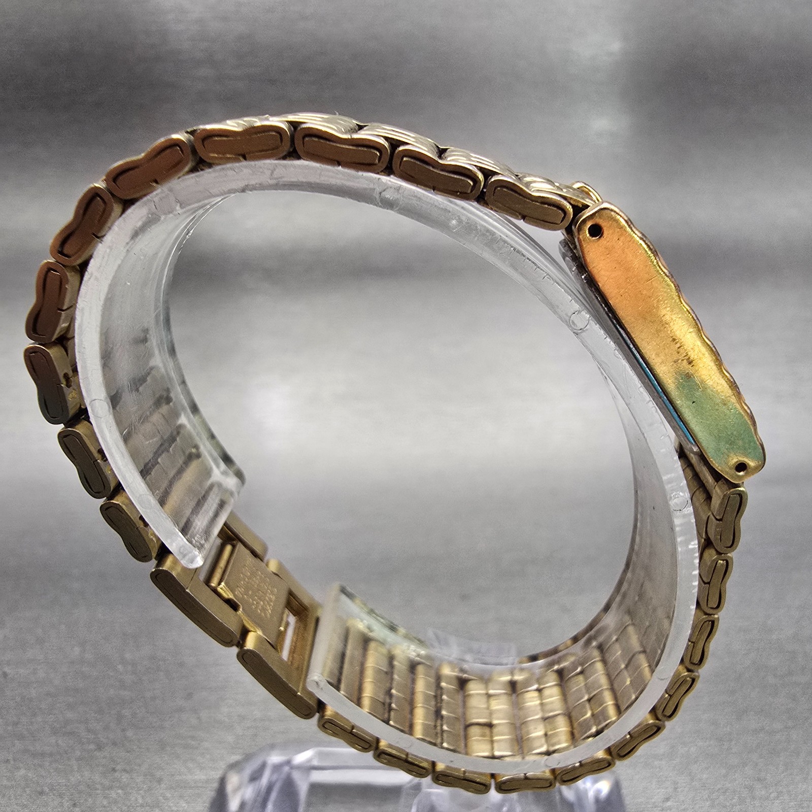 Seiko Watch Women 16mm Gold Dial Gold Tone Rectangle 1N01-5A69 New Battery VTG