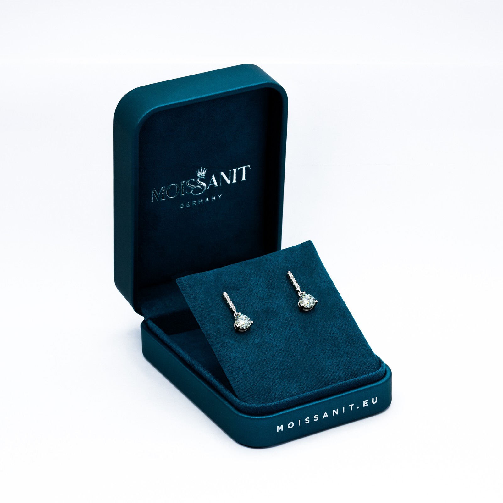 Brilliant cut moissanite drop earrings 1.0ct in 925 silver