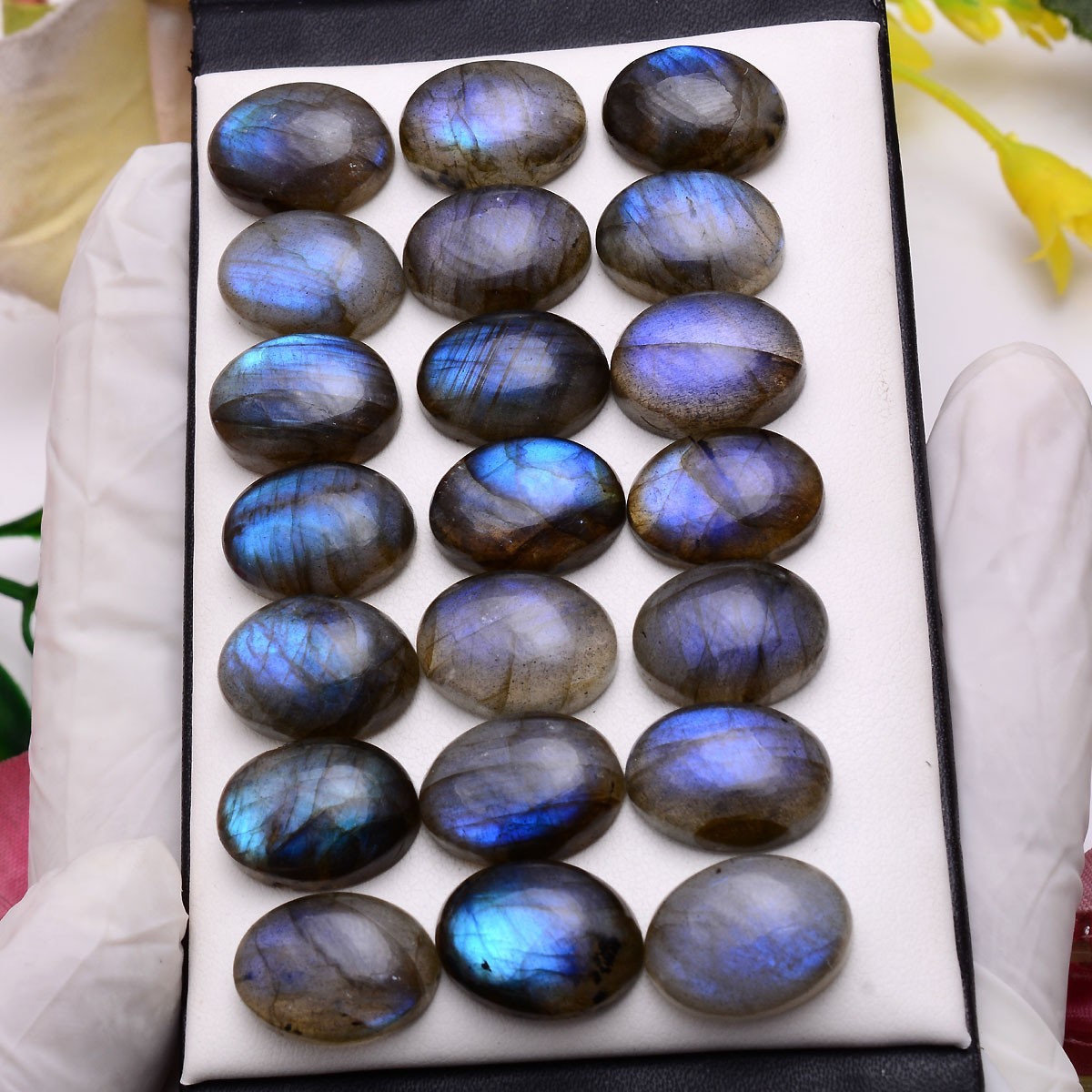 11 Pcs Natural Labradorite Blue Shine 16mmx12mm Oval Cabochon Loose Gemstone Lot