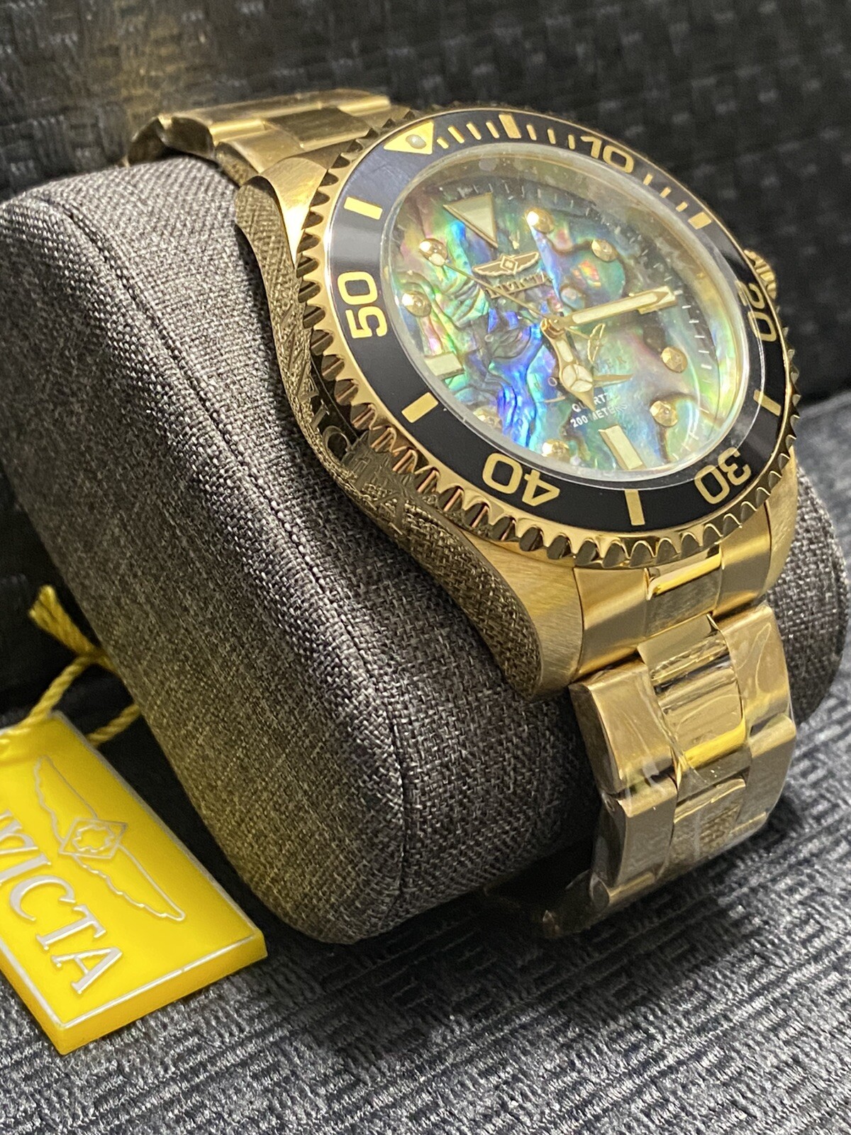 Invicta 47mm Pro Diver, Abalone W/Diamond Accents,Gold Tone Watch, Model #37403