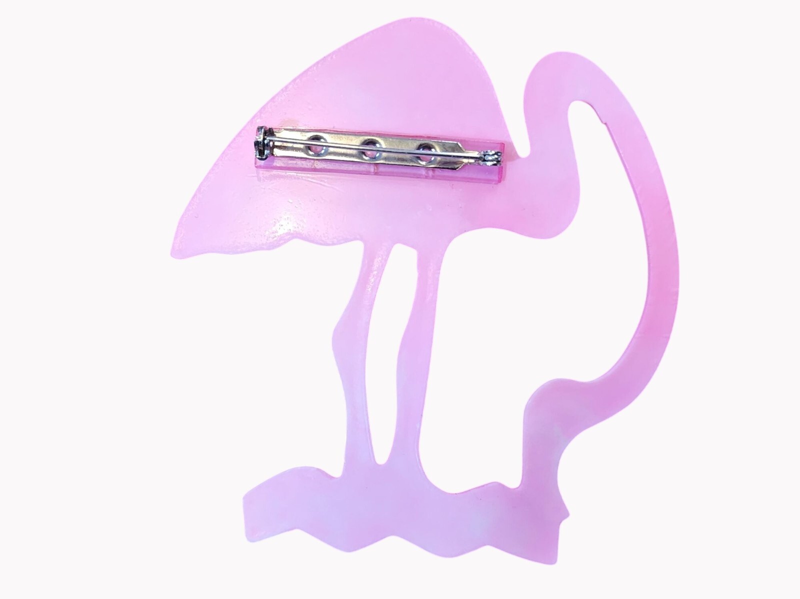 Large Pink Flamingo Plastic Brooch Pin 3.5 Inches