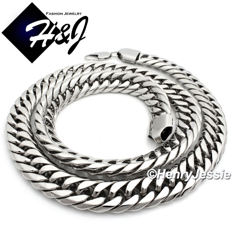 24″30″Stainless Steel 16x5mm Silver/Gold Plated Cuban Necklace Bracelet SETS