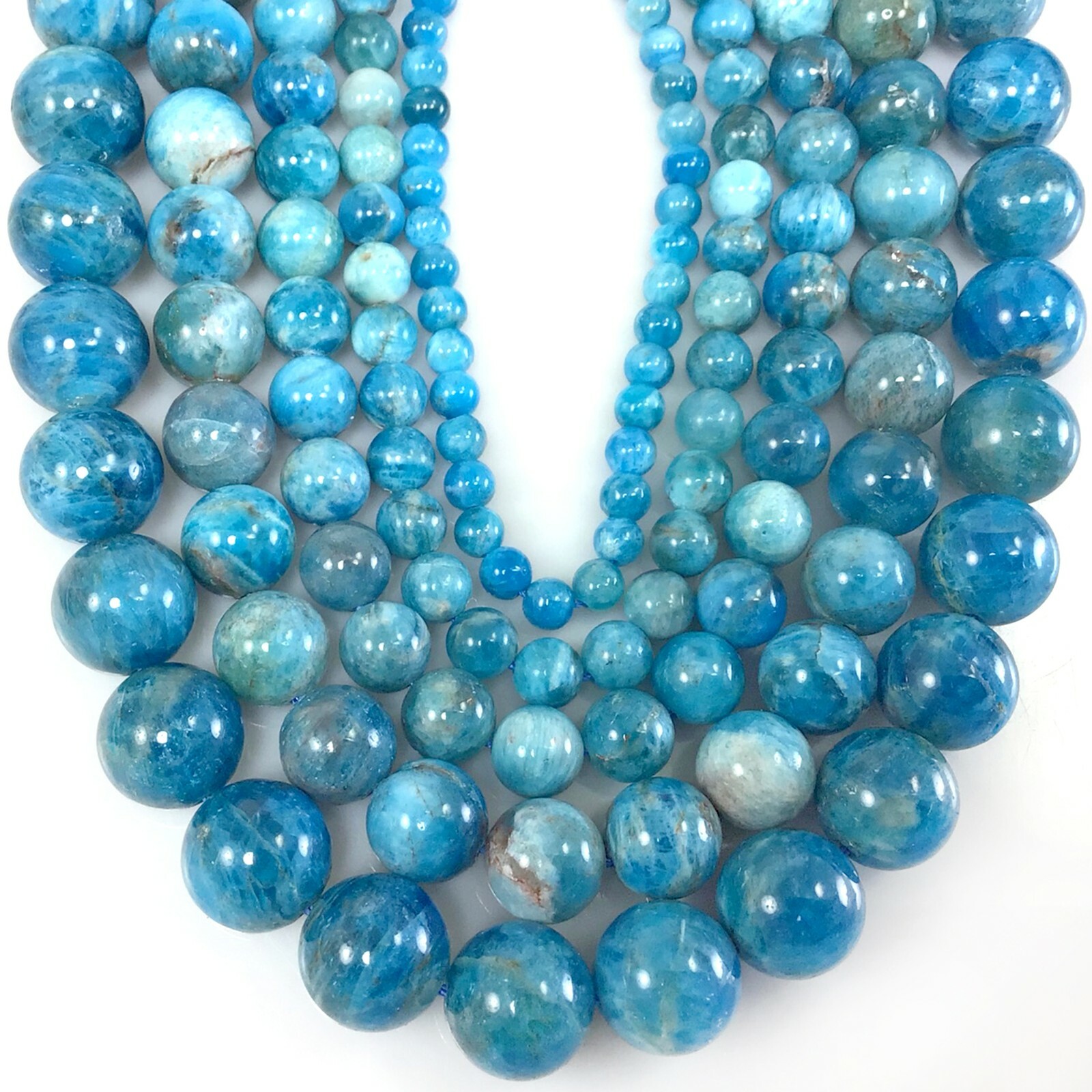 Blue Apatite Round Loose Bead 15″ 4mm 6mm 8mm 10mm 12 Beading natural Gemstone