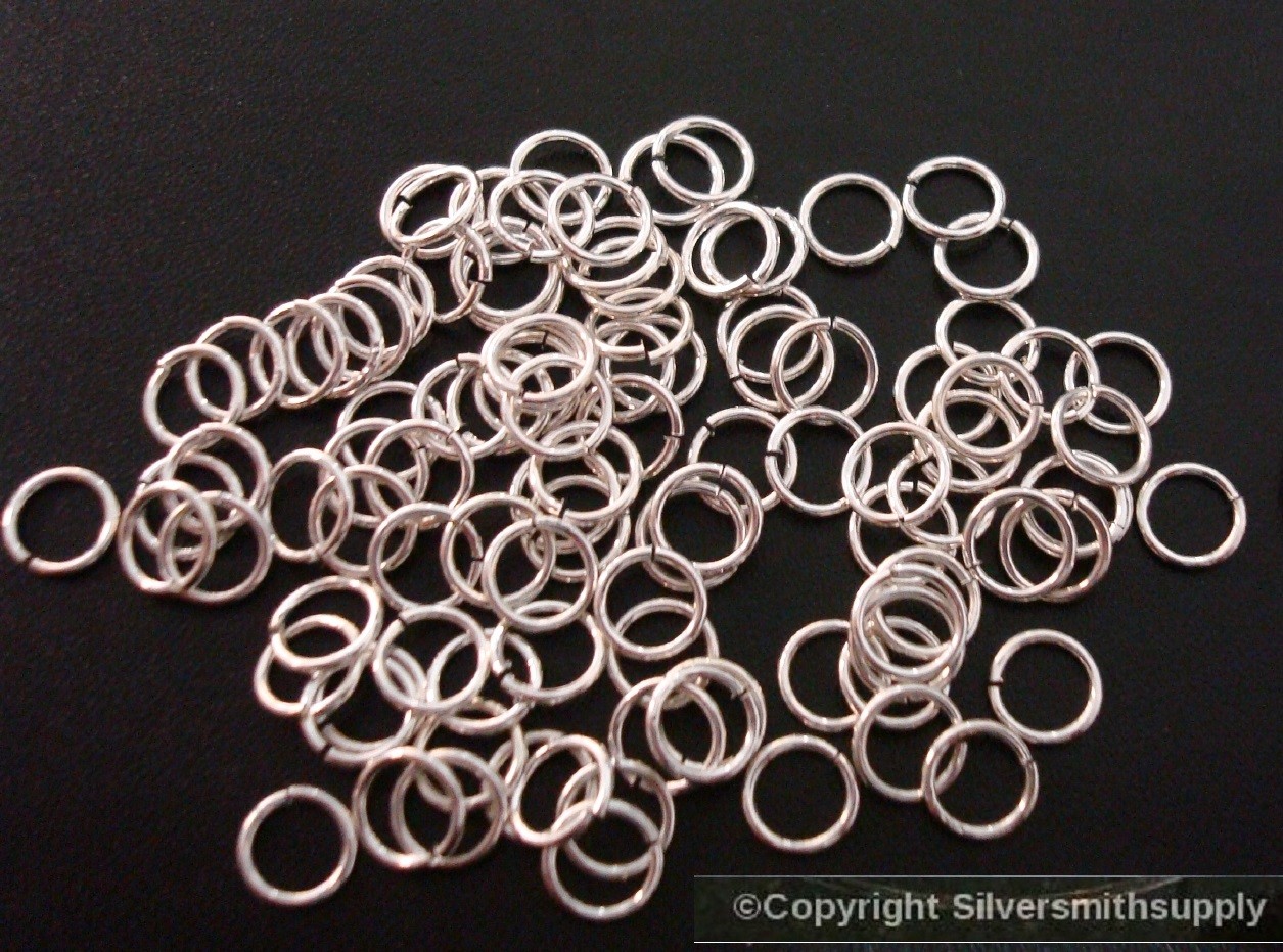 6mm SILVER plated medium gauge open round wire jump rings 100pcs FPJ025B