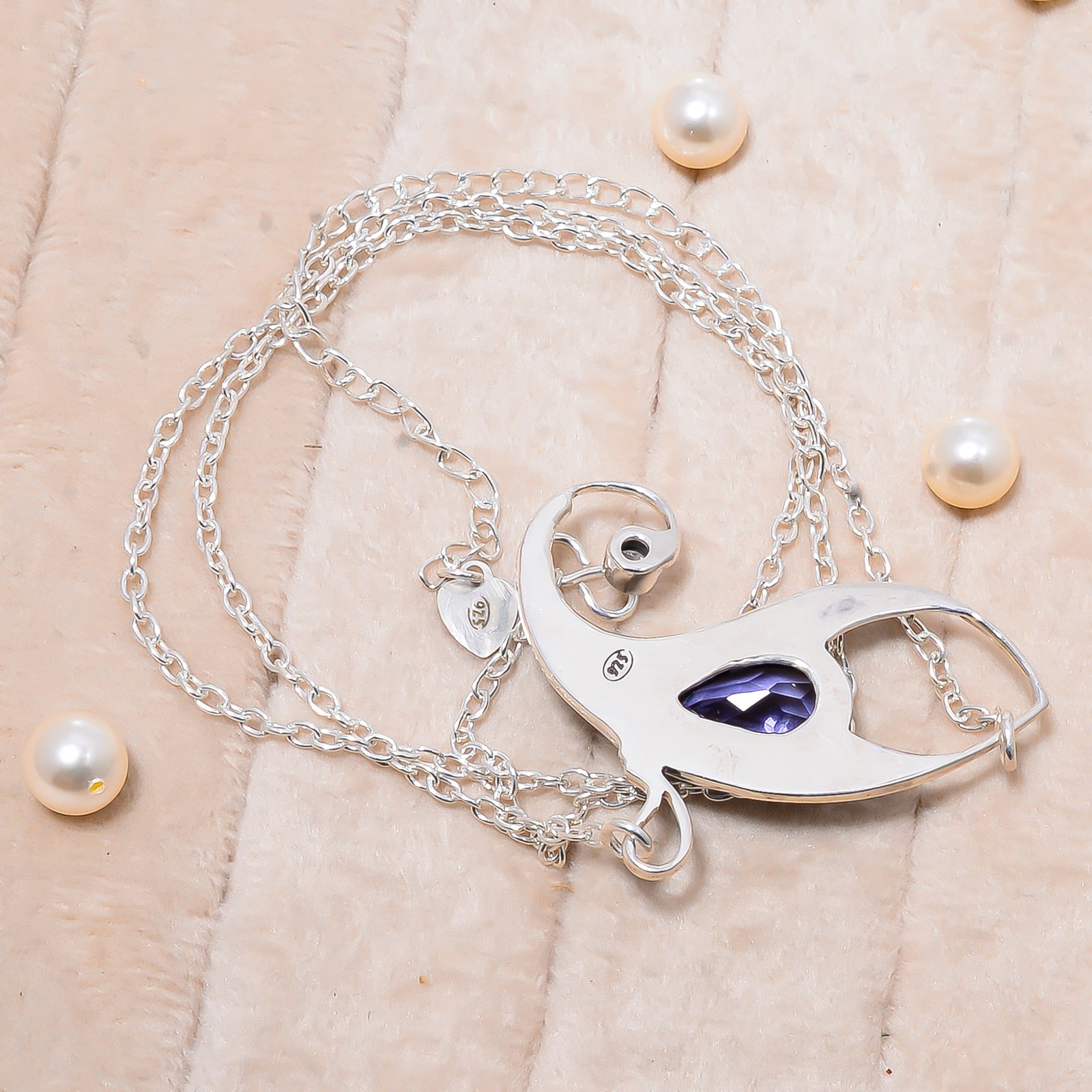 Iolite Gemstone 925 Sterling Silver Chain Pendant 19-23″ Cp10308110014