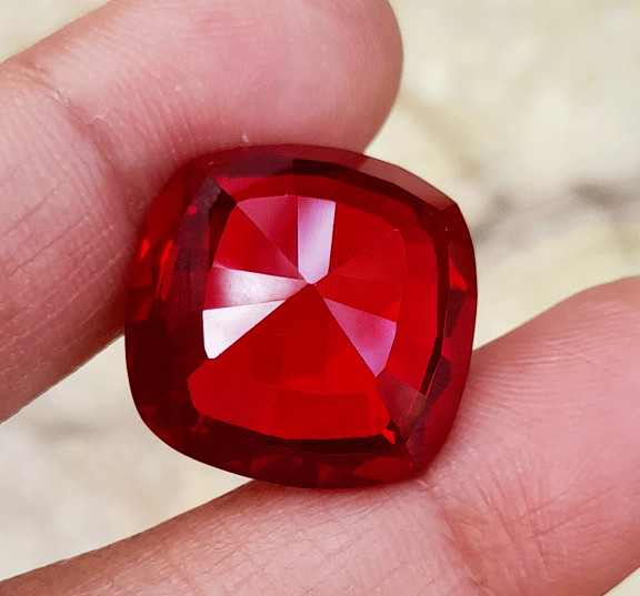 36.12 Ct GIE Certified Unheated Myanmar Red Ruby Cushion Cut Loose Gemstone