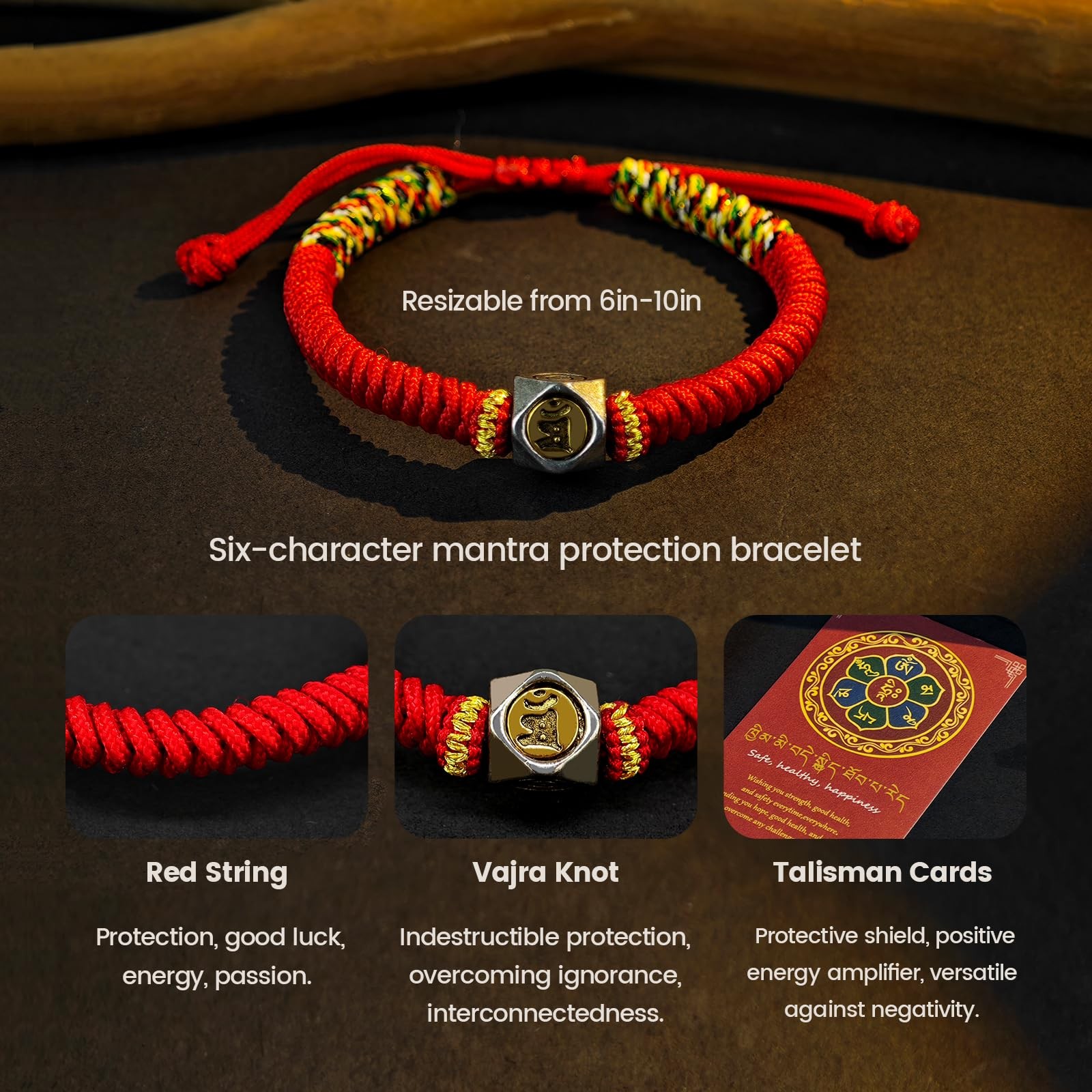 Red String Bracelet with Cinnabar Peaceful Buckle for Protection,Lucky Charm