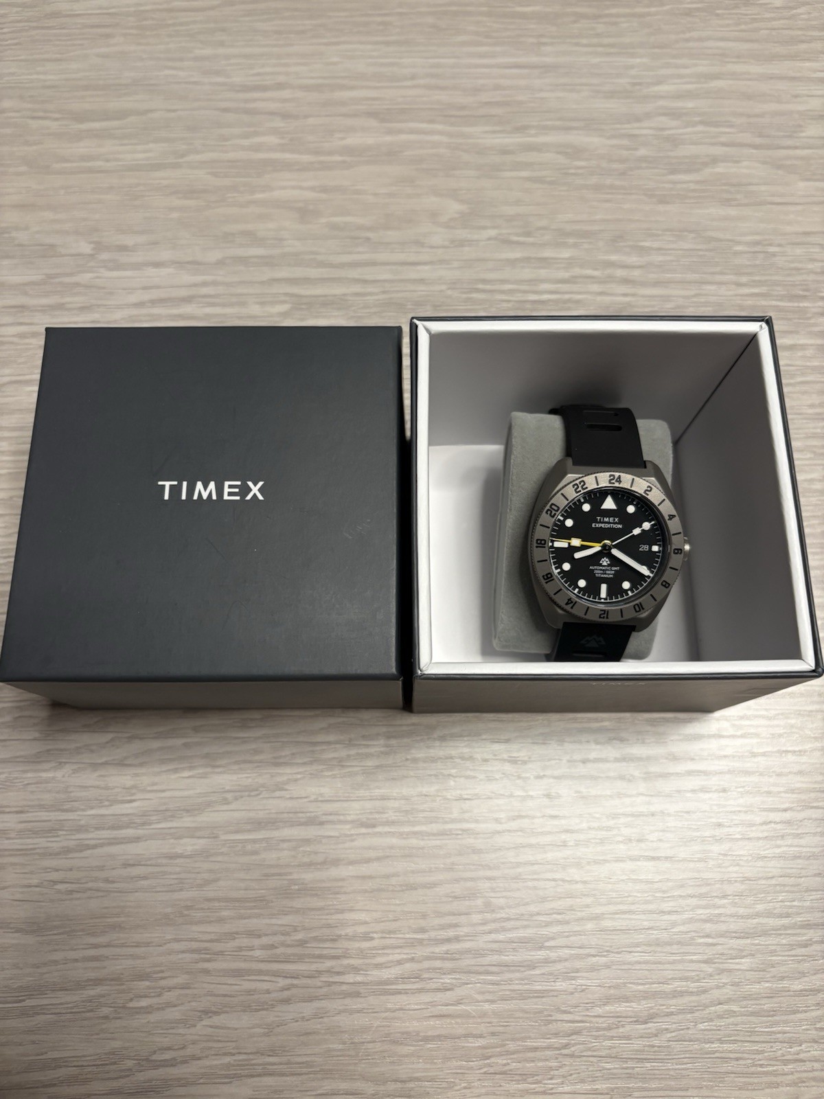 Timex Expedition Automatic GMT Titanium 41mm Black Dial 200m Watch w/ Box
