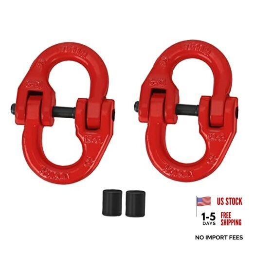 2PC 1/2 inch Tow Hitch Hammer Lock Safety Chain Connector Link Hammerlock Red