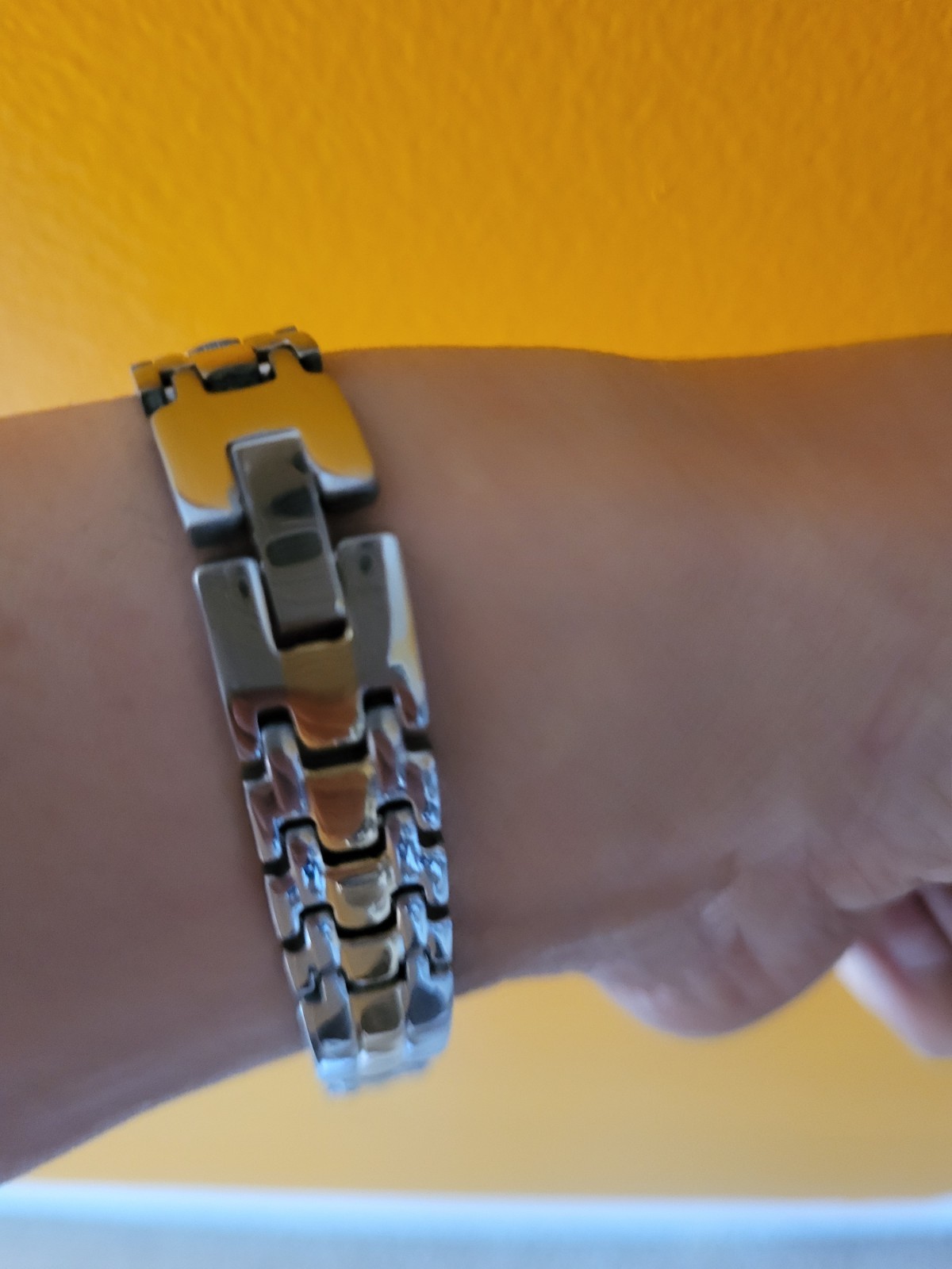 Gold- Silver toned stainless steel bracelet