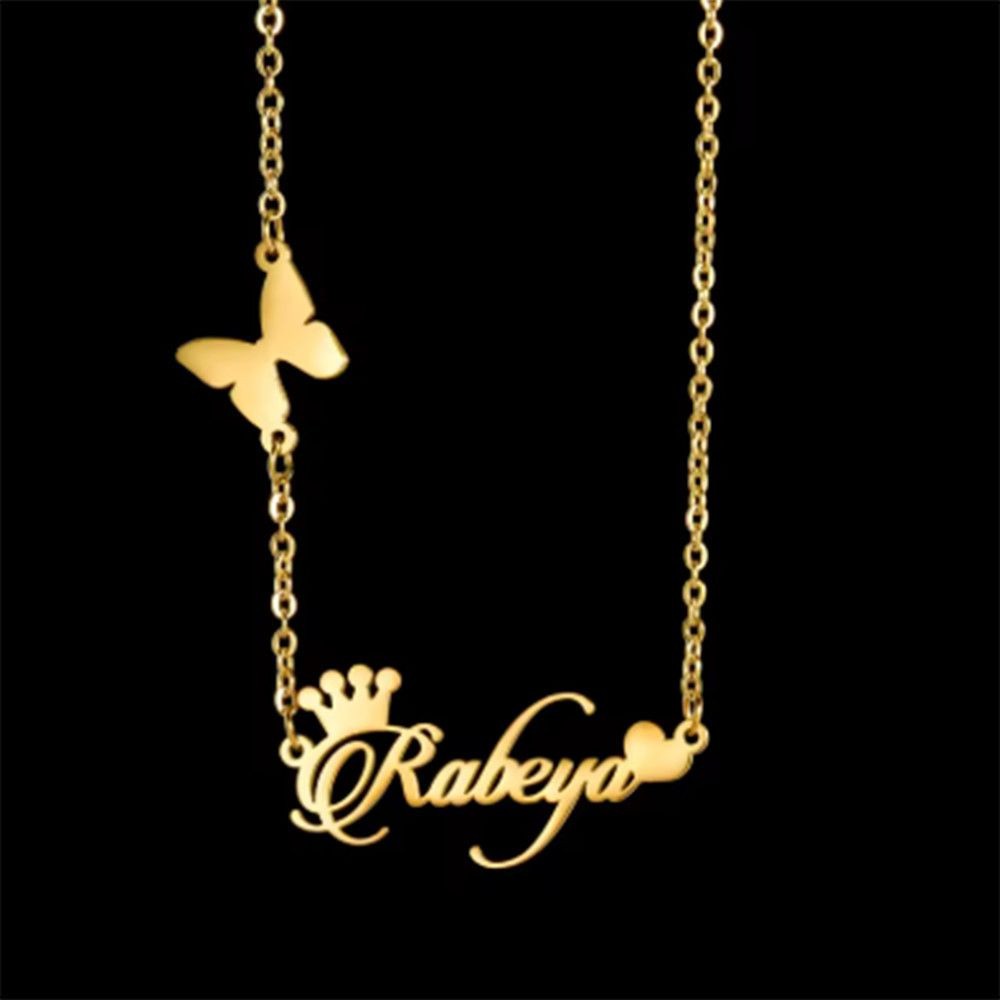 Custom Name Necklace Personalized Stainless Steel Letter Pendant Chain Nameplate