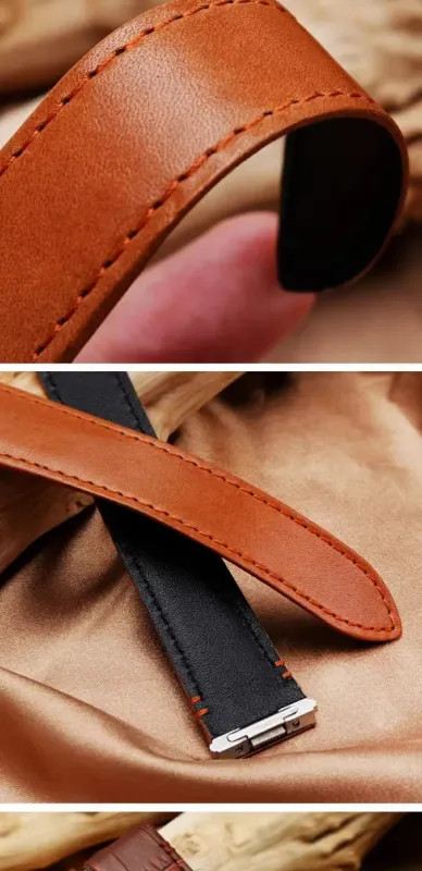 19mm 21mm Leather Watch Strap For Cartier Santos WSSA0009 WSSA0010 WSSA0018