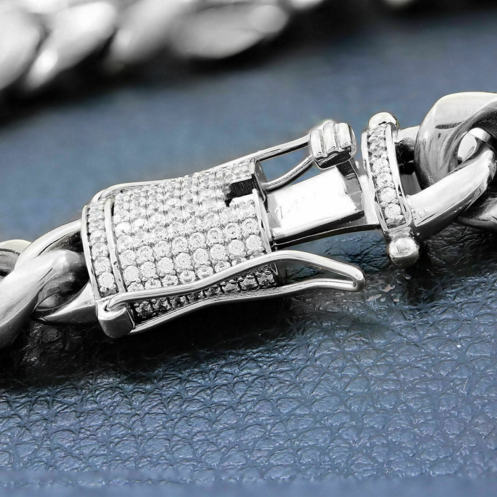 Solid Stainless Steel Necklace Cuban Link Chain For Men Iced out CZ Clasp 8-14MM
