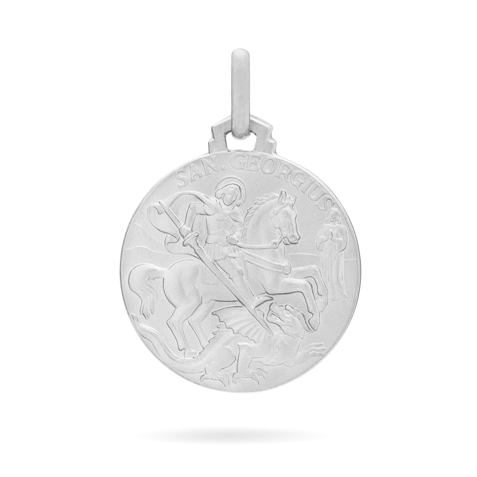 Sterling Silver medal of Saint George Pendant necklace Religious Jewelry charm