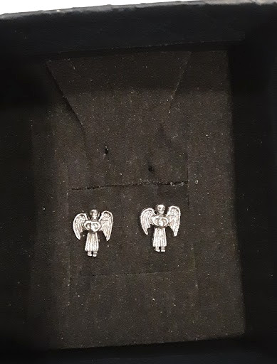 Vintage 925 Sterling Silver Angel Stud Earrings Tiny Detailed 0.98grams