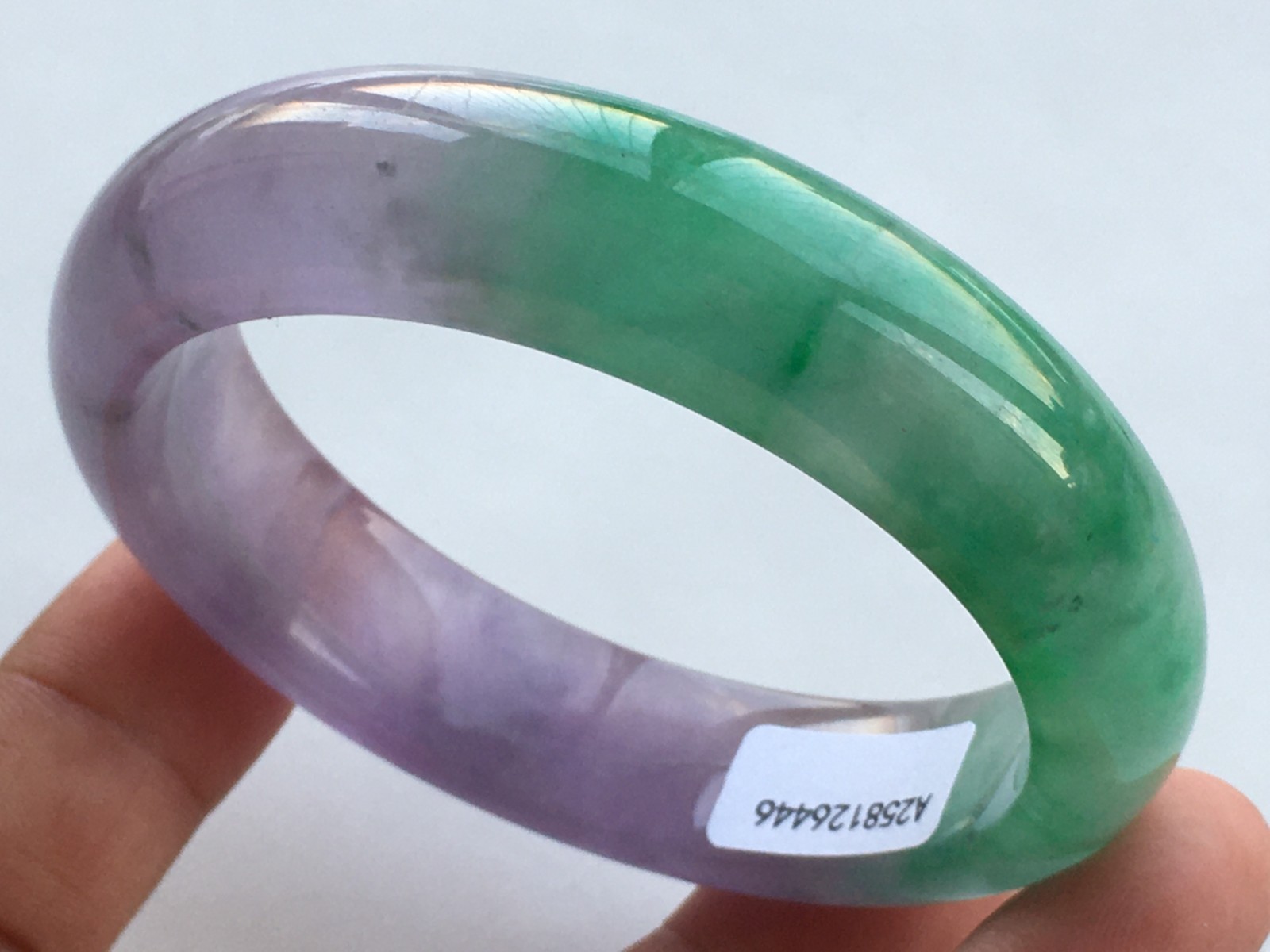 58mm Certified Nature Green/Purple Burmese Jade jadeite bracelets bangle 6446