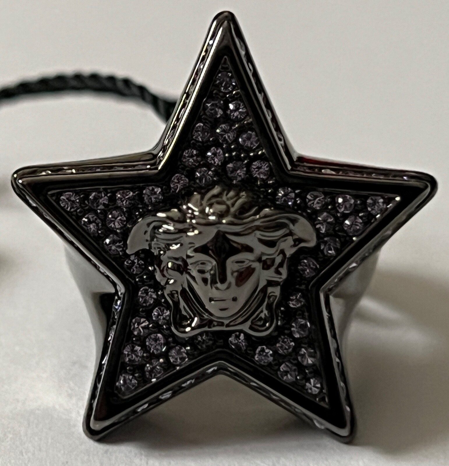NIB Versace Medusa Logo Star Galaxy Purple Crystal Ruthenium Ring 15 US 7 $695