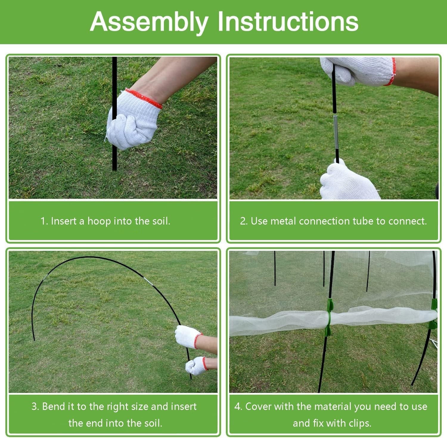 Mini Greenhouse Kit: 6 Sets of 7FT Rust-Proof Hoops for Optimal Plant Growth