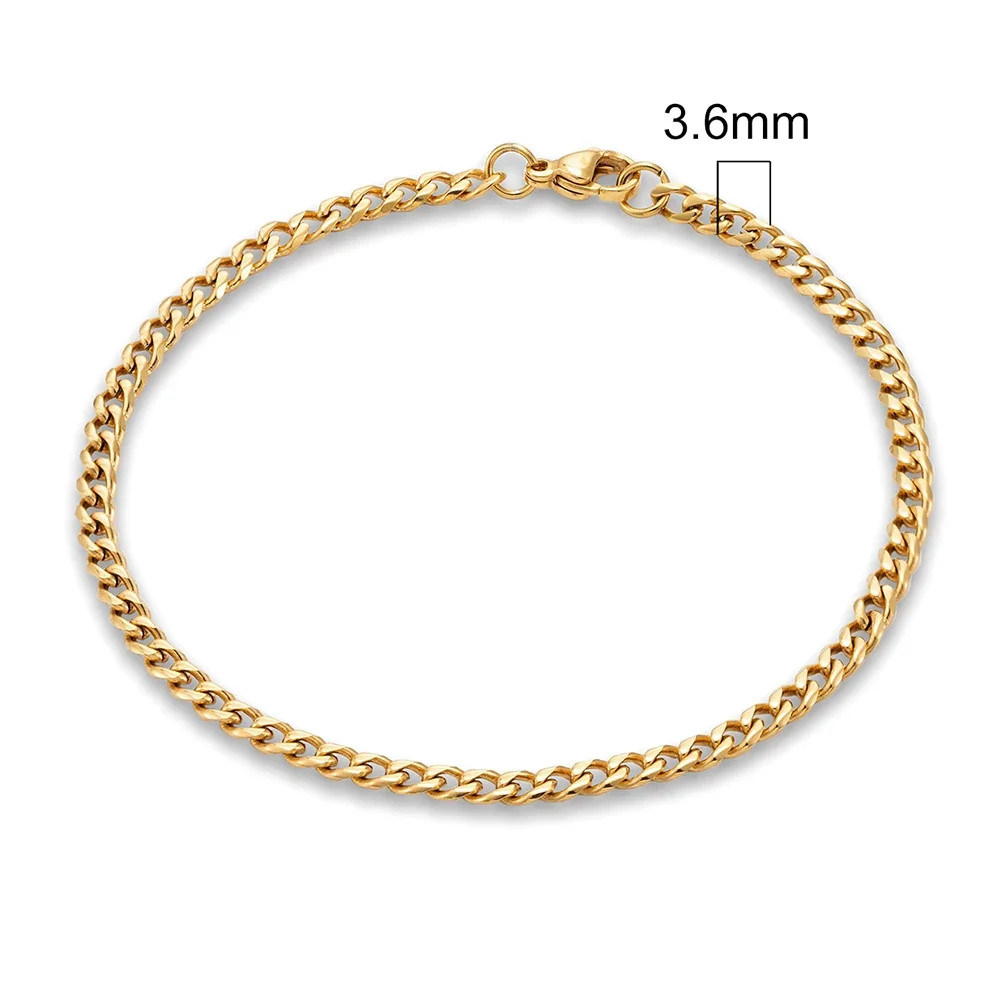 3-11 mm Punk Rock Stainless Steel Curb Cuban Link Chain Men Bracelet men Women