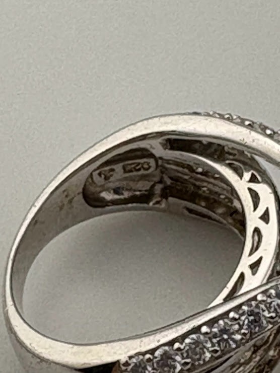 925 STERLING SILVER MULTI ROW SPLIT SHANK 8.7MM CZ RING SIZE 5 ENGAGEMENT 949
