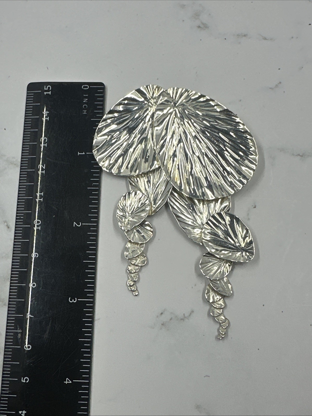Ann King 925 Sterling Silver Leaf Cascade Articulated Brooch Handmade USA 17G