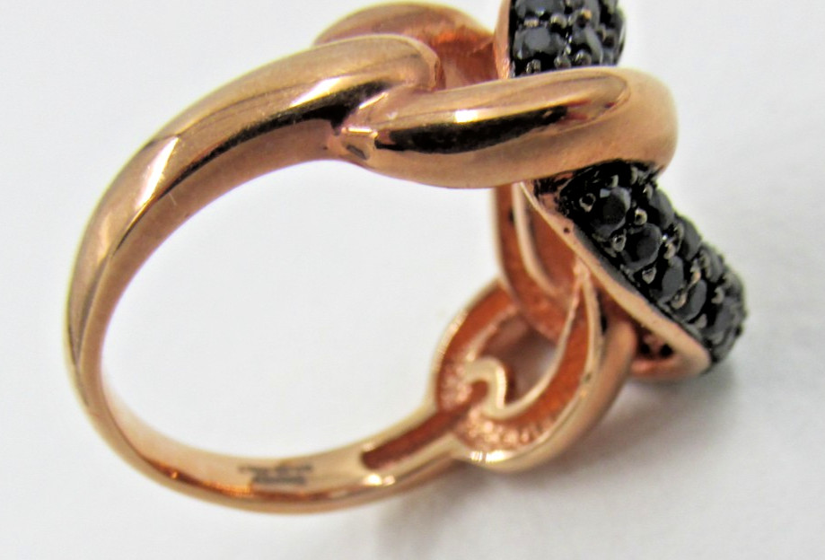Signed Milor Italy Bronze Black Spinel Gemstone Ring Size 8 Unique Design