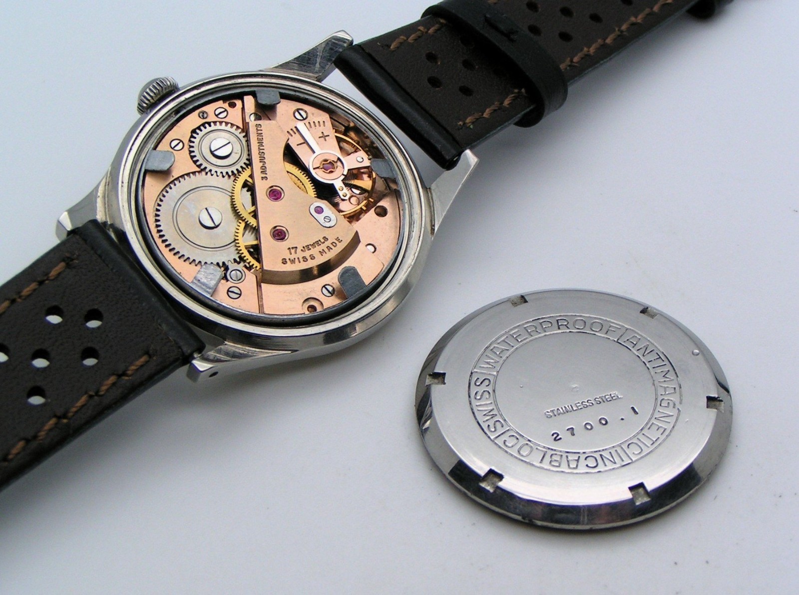 Vintage Atlantic Världsmästarur 1950s 17 Jewel Mechanical Watch Bullseye Dial