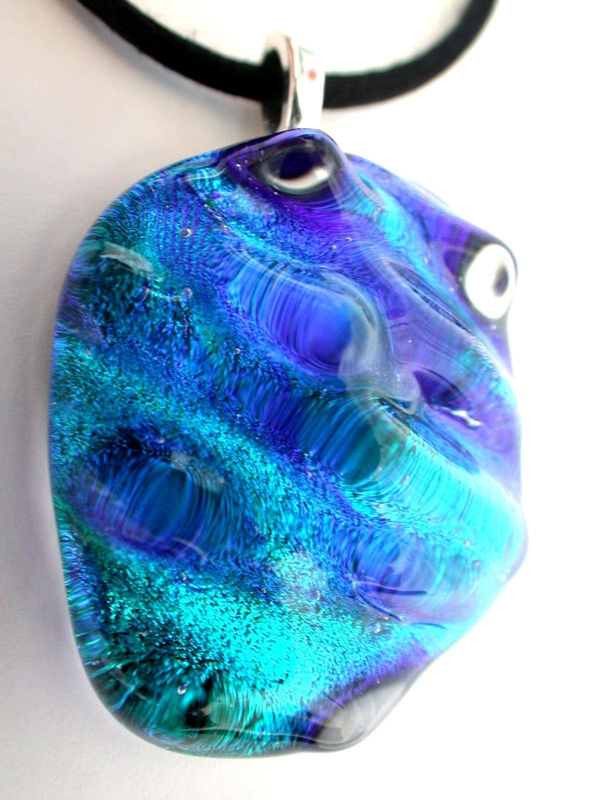 HANDCRAFTED Dichroic Sculptured Fused Glass Pendant / FOCAL PIECE