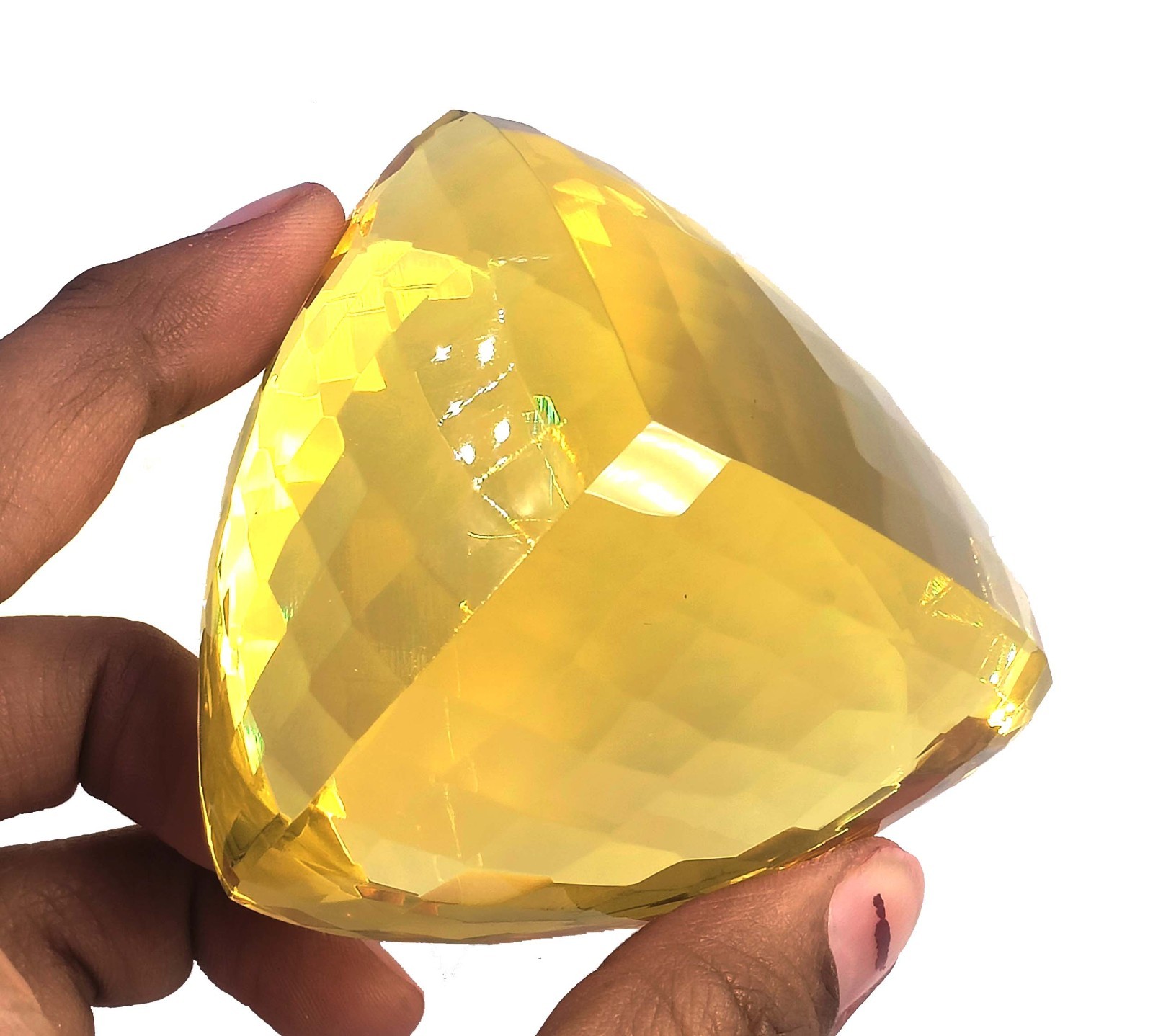 High Quality 1000 Ct Natural Yellow Sapphire Trillion Shape IGL Gemstone 6AHJ