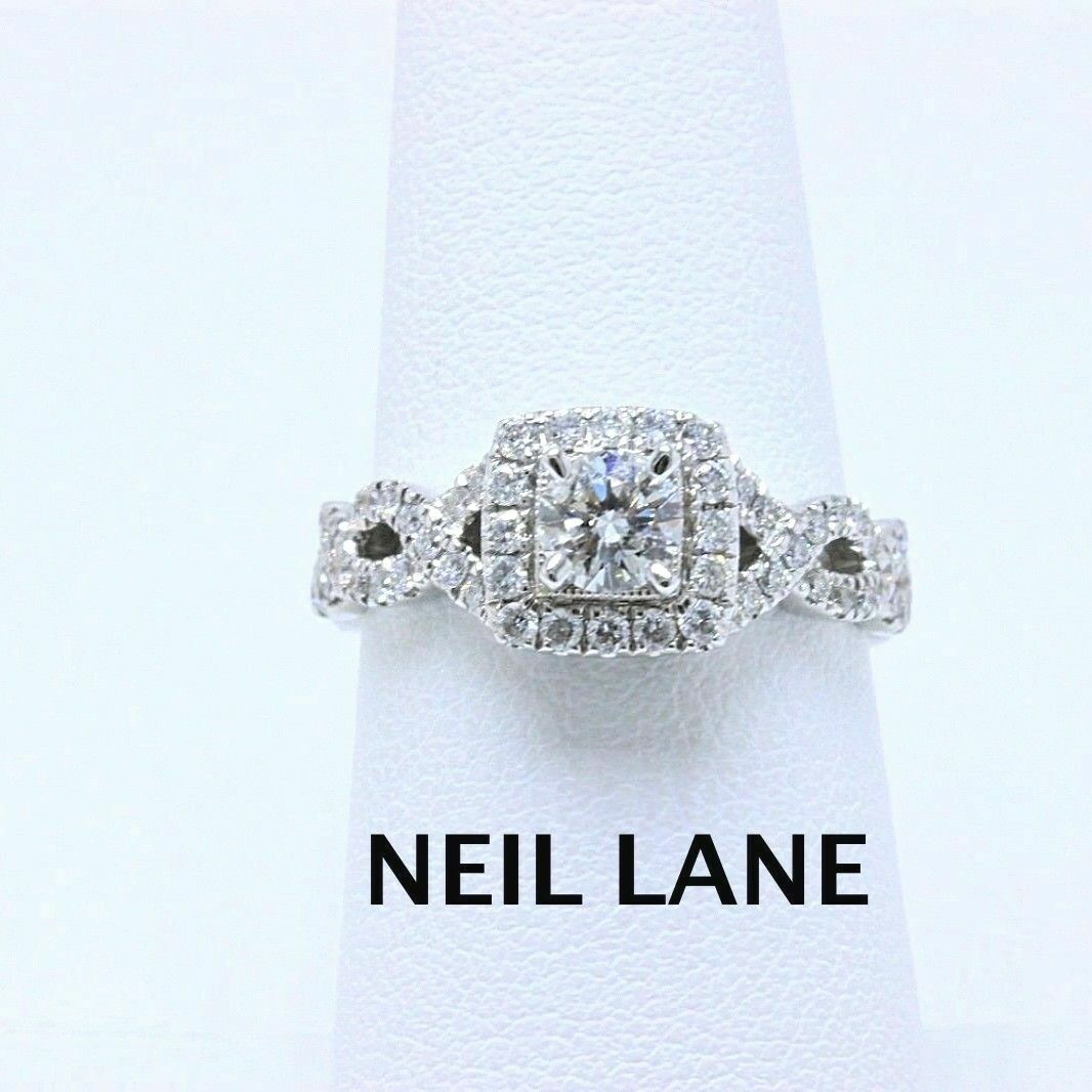 Neil Lane Diamond Engagement Ring Twisted Band 1.00 tcw 14k White Gold $3,300