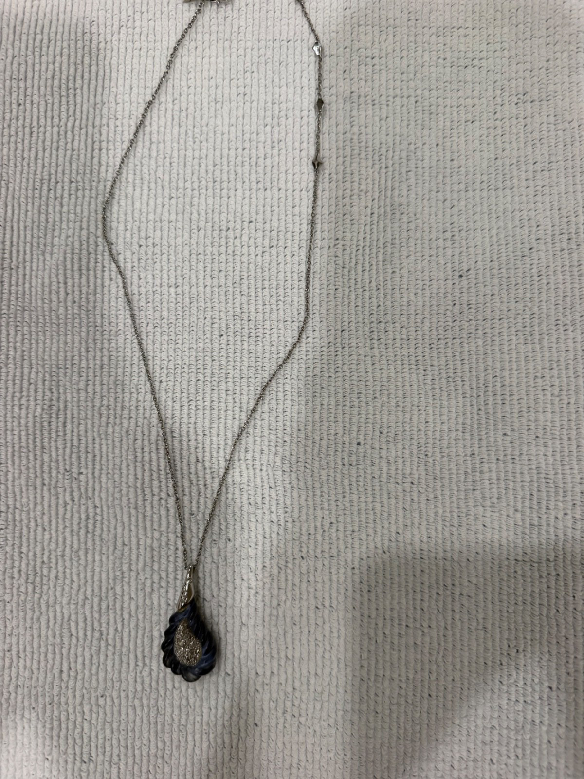 Alexis Bittar frosted Lucite Paisley & Crystal Necklace