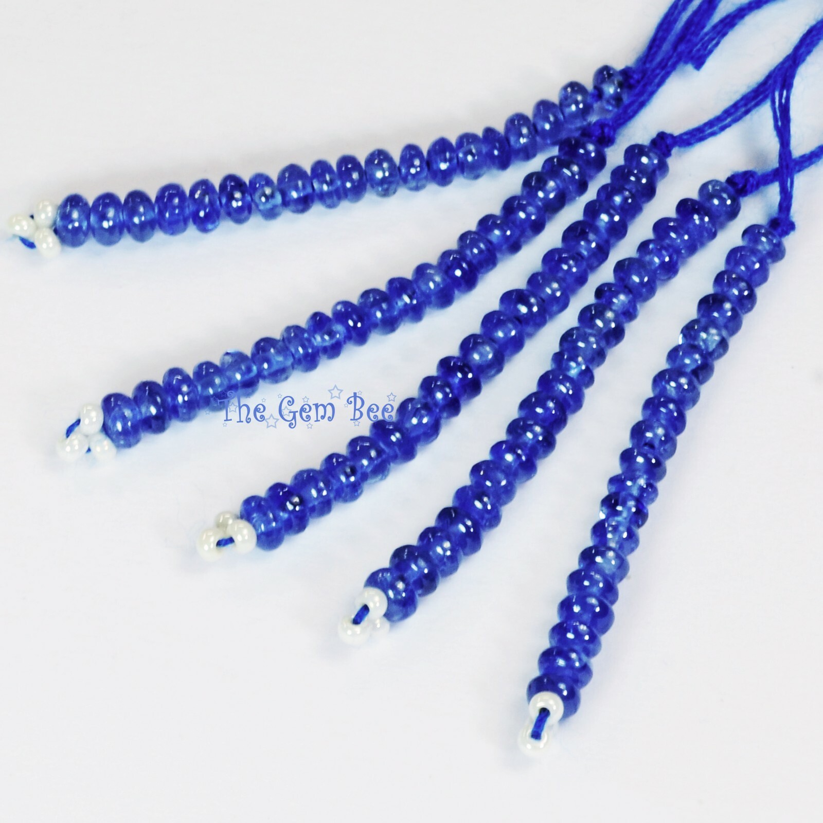 2.4mm-2.8mm Unheated Burmese Gem Royal Blue Sapphire Smooth Rondelle Beads 1″