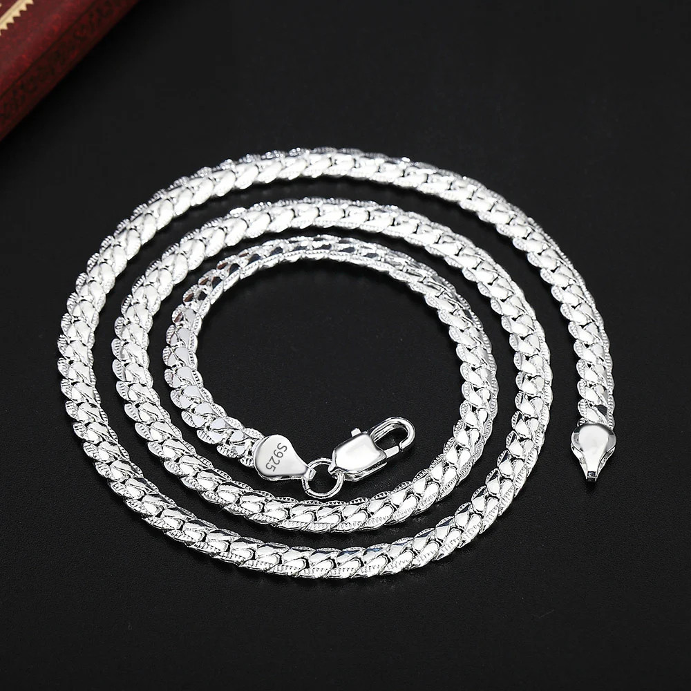 18K Gold/Silver Color 6Mm Full Sideways Necklace 8/18/20/24 Inch Chain for Woman