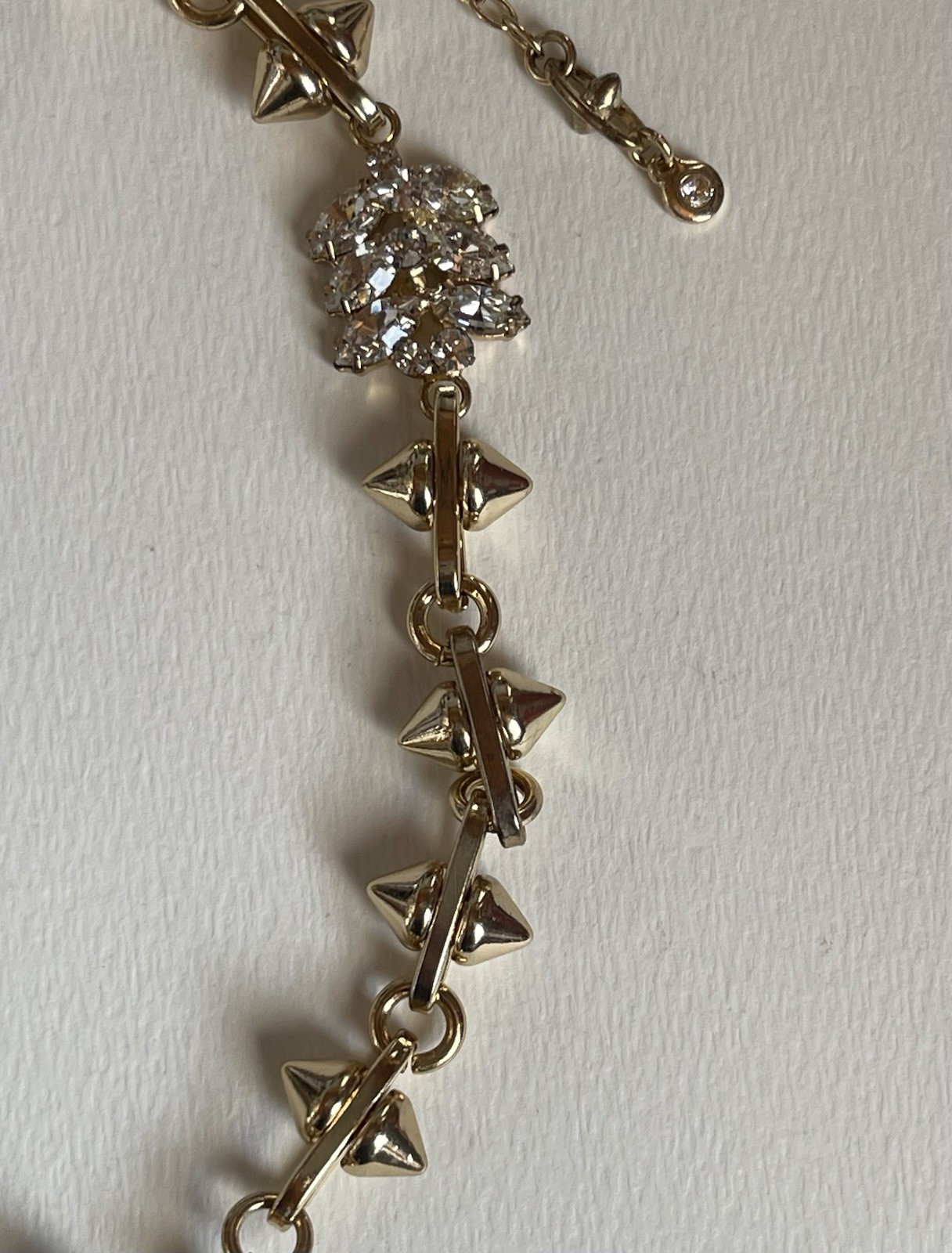 Cabi Convertible Rhinestone Necklace Brooch Bracelets Laurel Wreath Goldtone 16”
