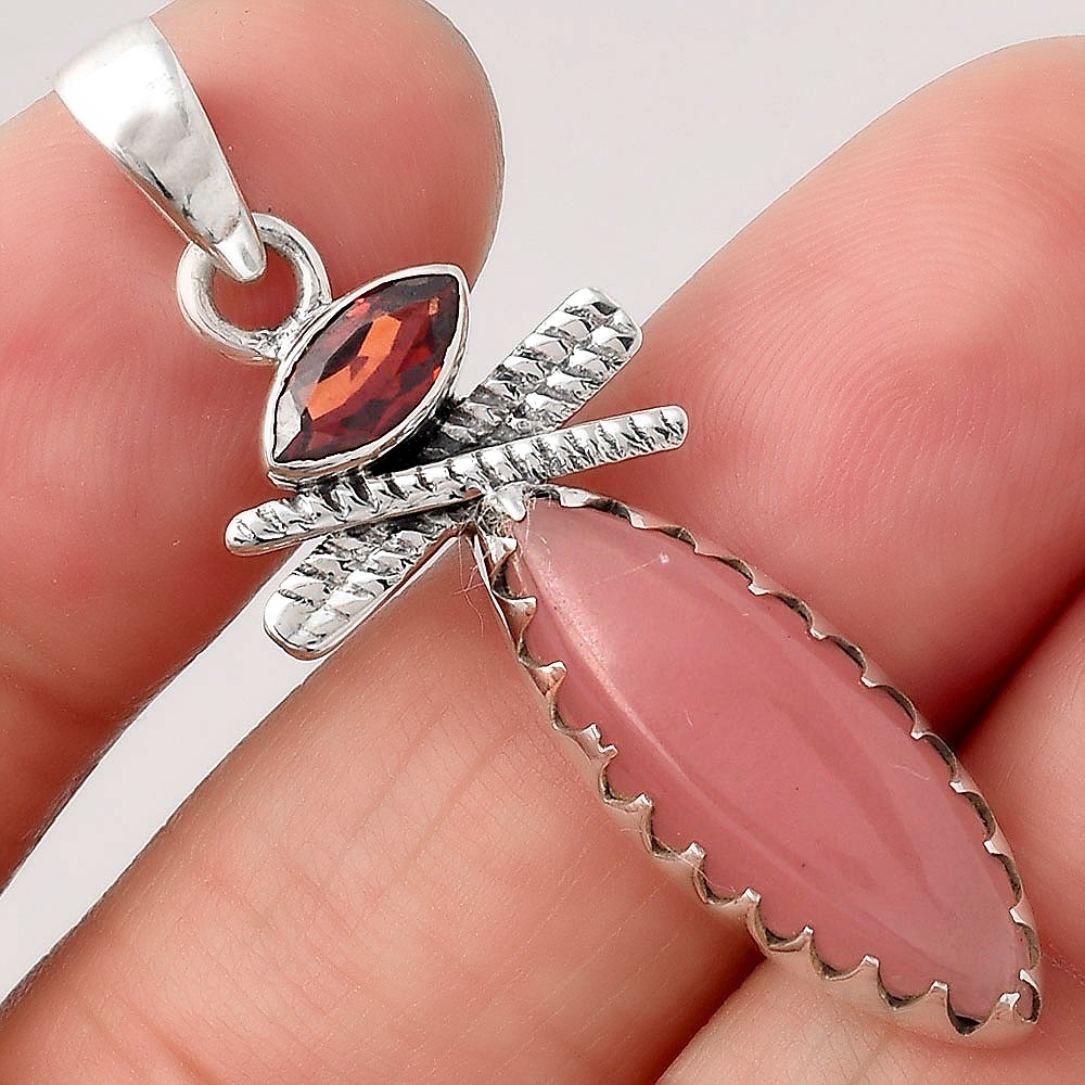Guava Quartz – Brazil and Garnet 925 Sterling Silver Pendant Jewelry P-1268