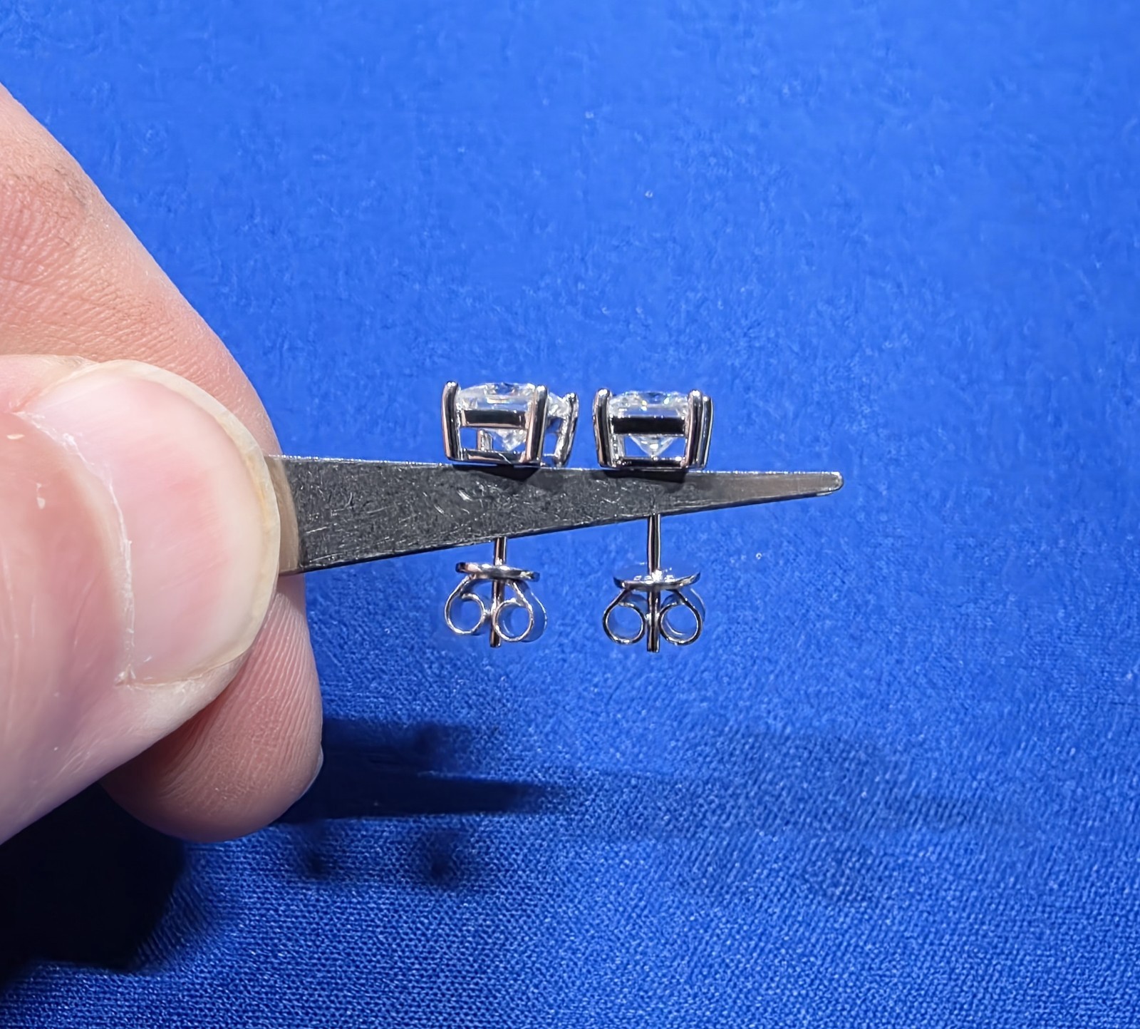 Moissanite Stud Earrings Princess Cut 925 Sterling Silver 1ct 2ct GRA New